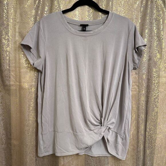Torrid Modal Soft Stretchy Neutral Taupe Gray Knot Front T Shirt 00 M/L - Picture 1 of 6